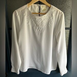 Vintage White Embroidered Blouse